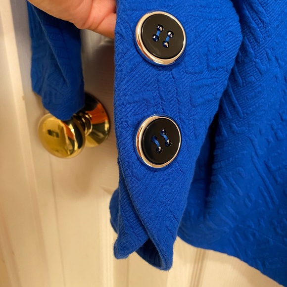 Ali Miles Royal Blue Cowl Neck Tunic Career City Chic Elevated Style Textured - Picture 6 of 11